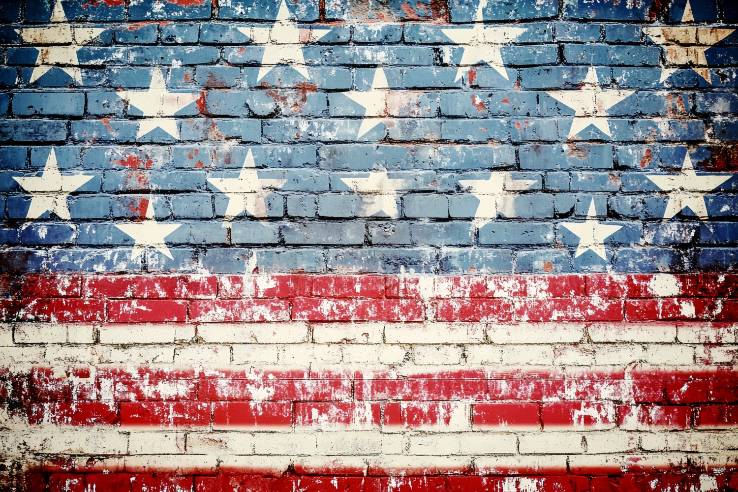 Patriotic Photo Backdrop Distressed Brick Wall Flag Photo Backdrop CSH58-210