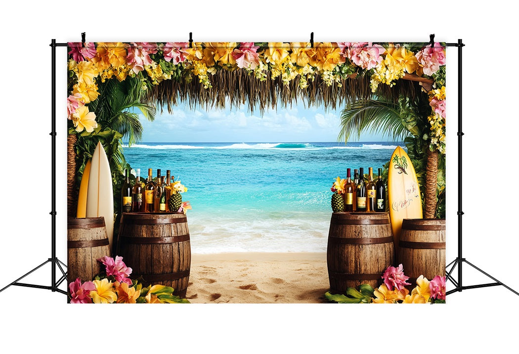 Summer Ocean Backdrop Tropical Surfboard Tiki Bar Summer Backdrops CSH58-213
