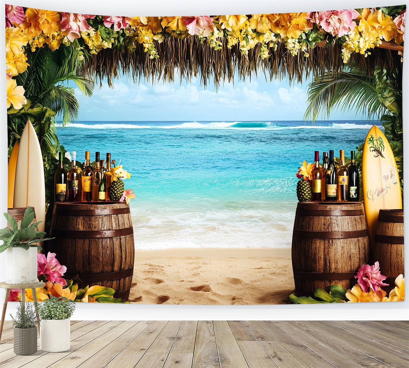 Summer Ocean Backdrop Tropical Surfboard Tiki Bar Summer Backdrops CSH58-213