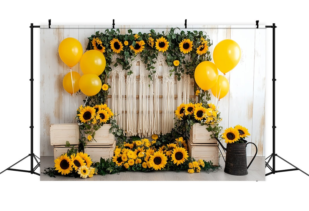 Autumn Sunflower Backdrop Boho Sunflower Balloon Decor Fall Backdrops CSH58-219