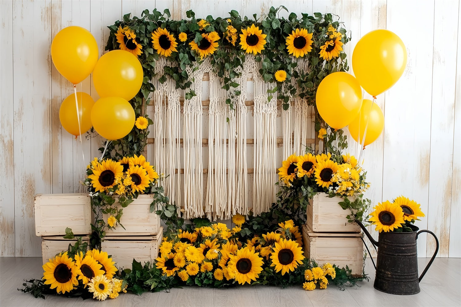 Autumn Sunflower Backdrop Boho Sunflower Balloon Decor Fall Backdrops CSH58-219