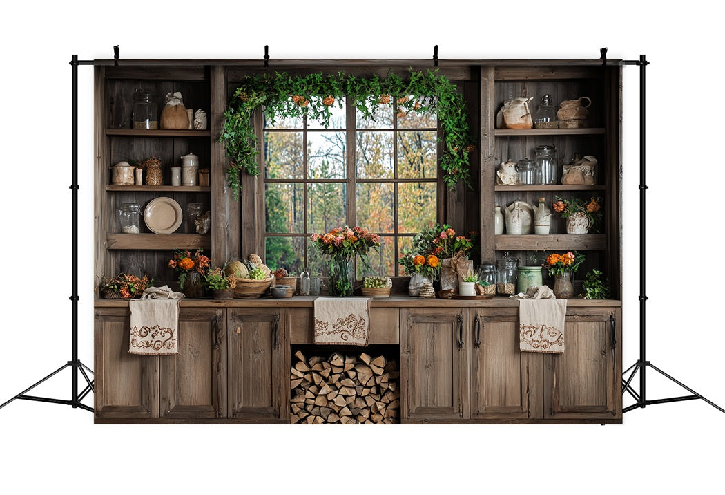Autumn Rustic Backdrop Rustic Kitchen Autumn Decor Fall Photo Backdrop CSH58-226