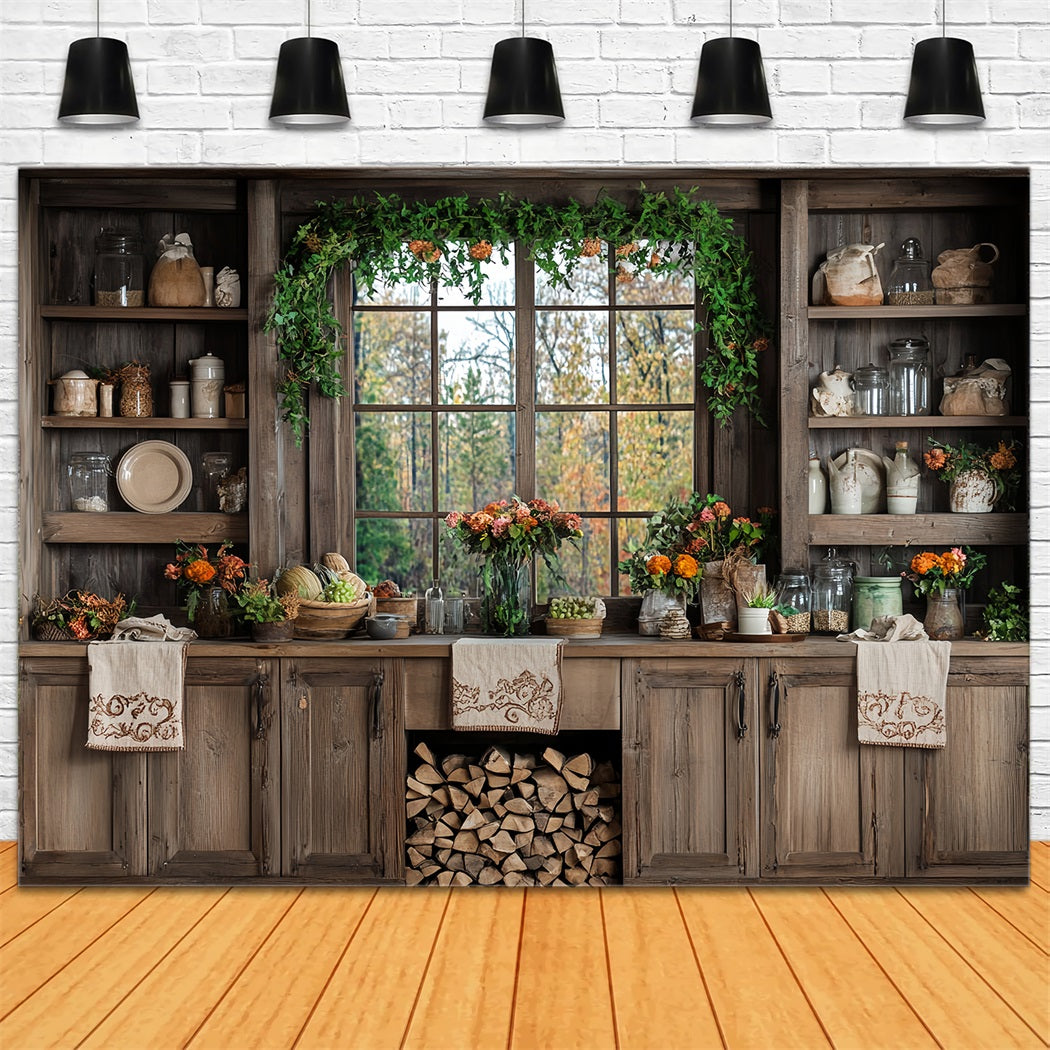 Autumn Rustic Backdrop Rustic Kitchen Autumn Decor Fall Photo Backdrop CSH58-226
