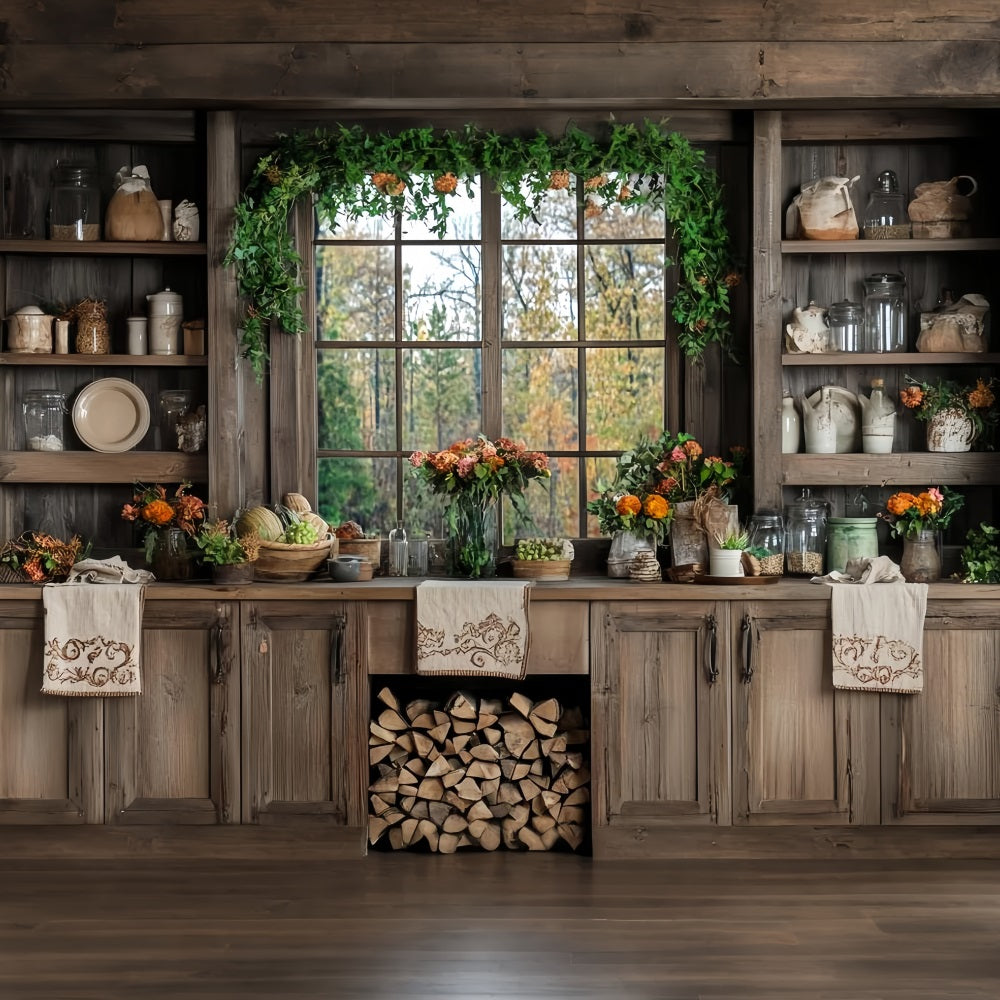 Autumn Rustic Backdrop Rustic Kitchen Autumn Decor Fall Photo Backdrop CSH58-226