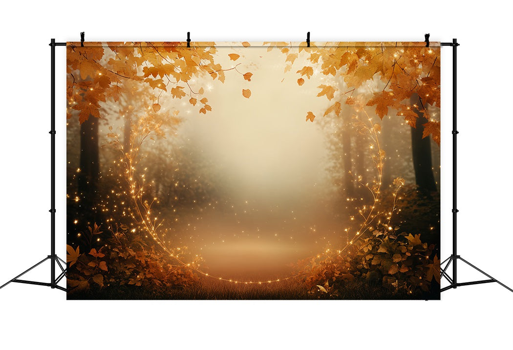 Fall Nature Backdrop Golden Leaves Sparkling Circle Autumn Backdrops CSH58-227