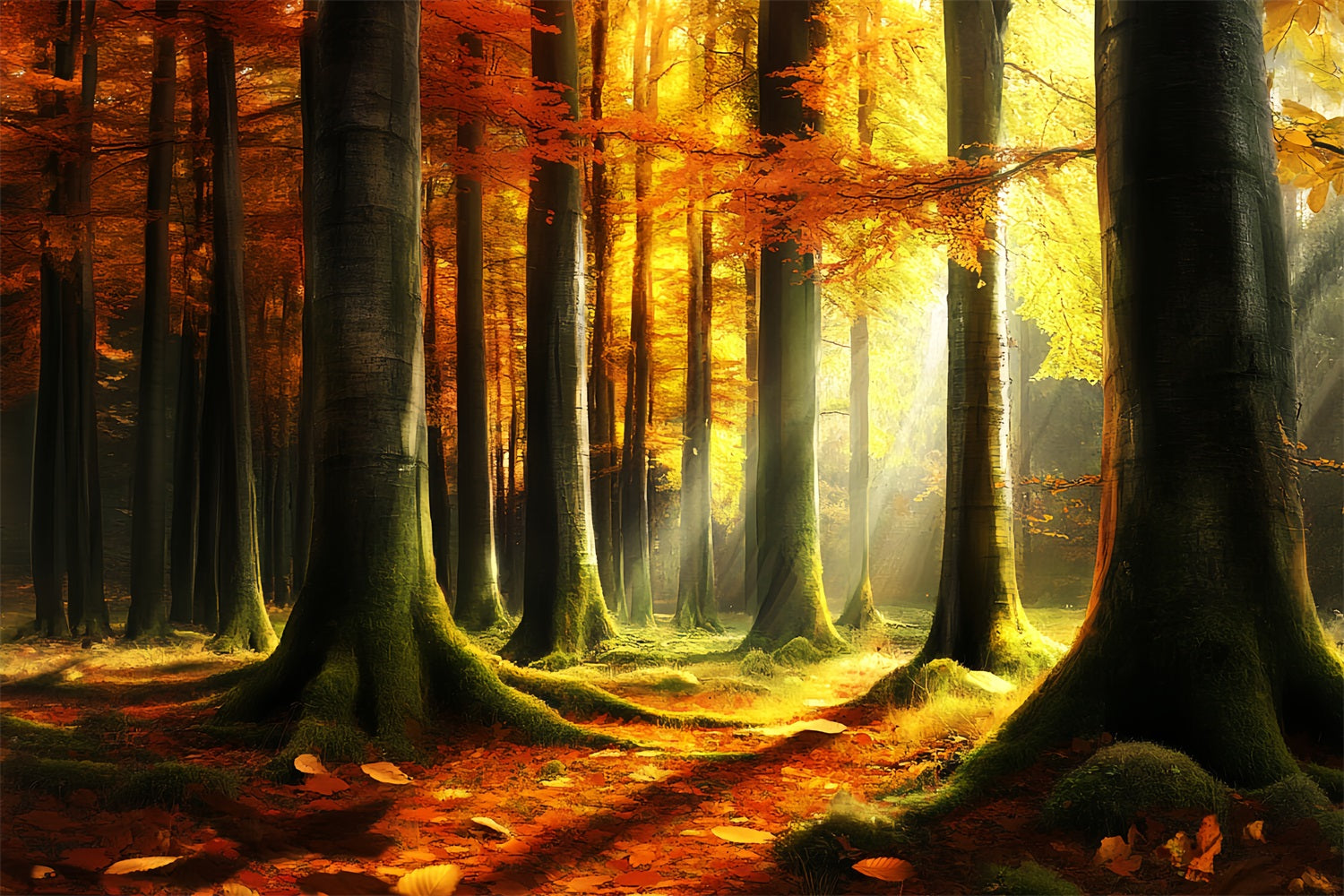 Autumn Nature Backdrop Mystic Light Autumn Woods Fall Photo Backdrop CSH58-231