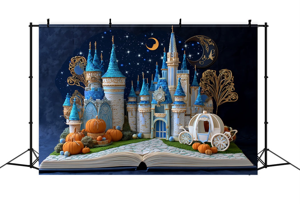 Once Upon a Time Backdrop Midnight Pumpkin Carriage Castle Kids Backdrops CSH58-234