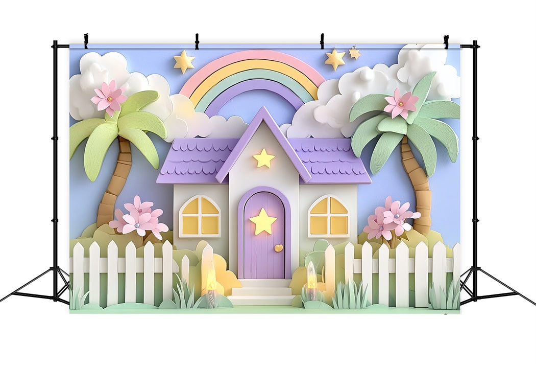 Newborn Cute Backdrop Pastel Rainbow Cottage Fantasy Newborn Photoshoot Backdrop CSH58-237
