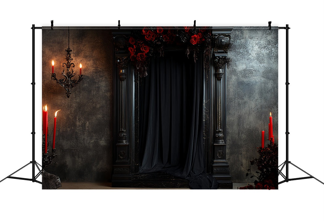 Sexy Boudoir Backdrop Gothic Black Candle Roses Boudoir Photo Backdrops CSH58-249