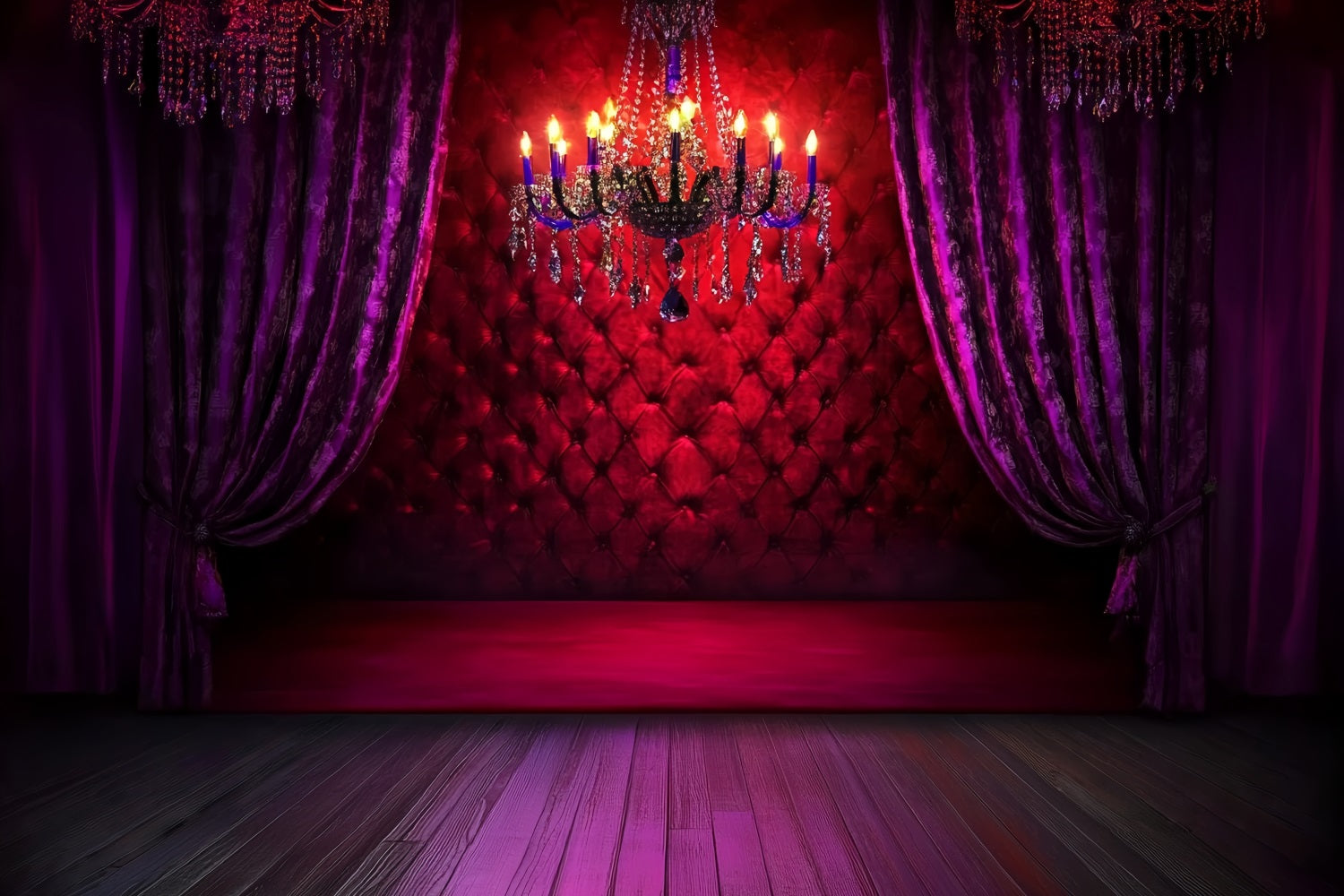 Sexy Backdrop Crimson Velvet Chandelier Glow Boudoir Backdrops CSH58-250