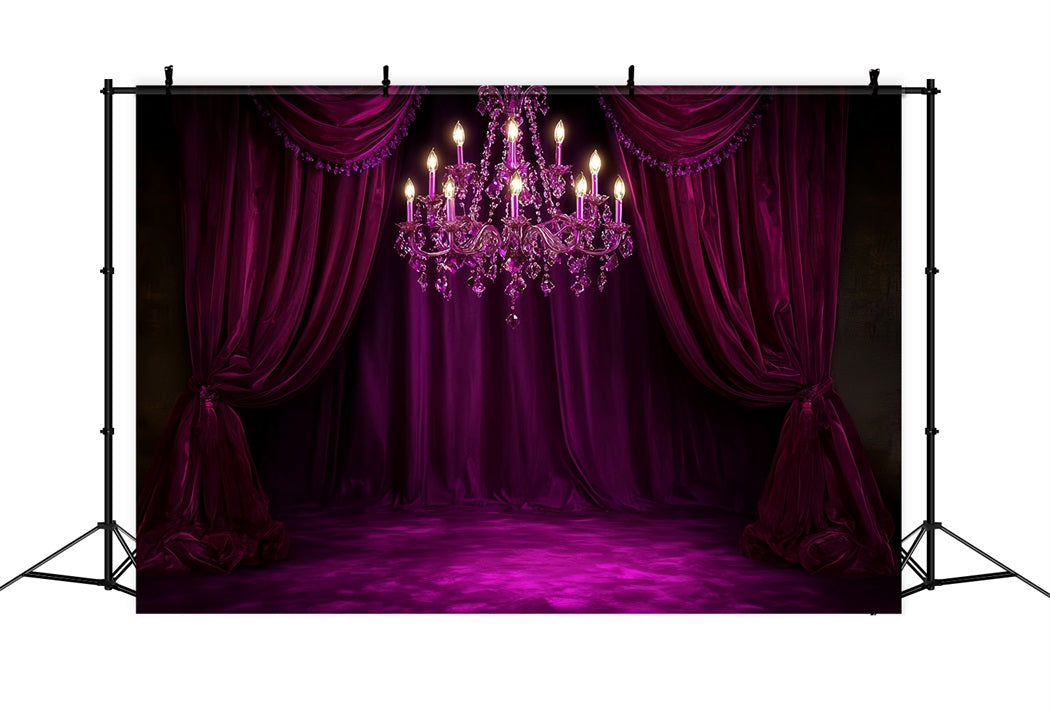 Boudoir Sexy Backdrop Magenta Velvet Chandelier Drapes Boudoir Backdrop CSH58-251