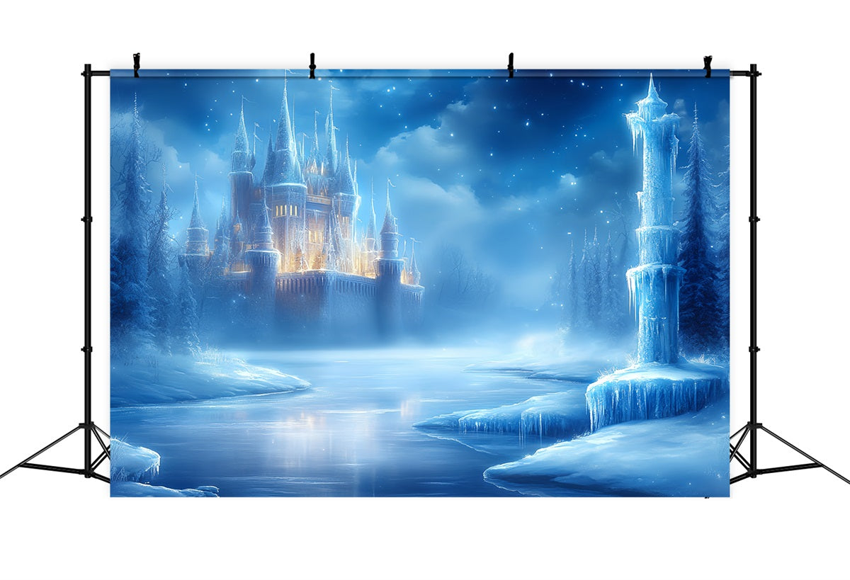Frozen Backdrop Glowing Winter Fortress by Frozen River Winter Wonderland Backdrop Ideas CSH58-29