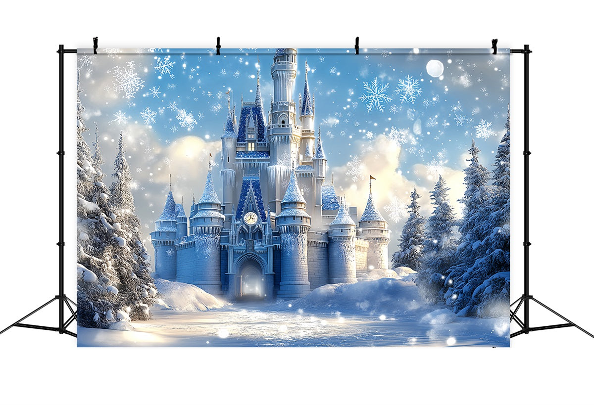 Frozen Backdrop Snowflake-Adorned Royal Ice Palace Winter Castle Backdrop CSH58-30