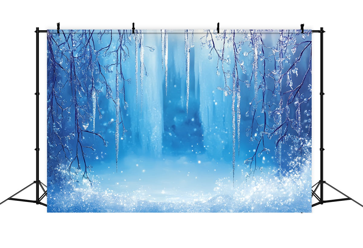 Frozen Backdrop Sparkling Icicle Canopy with Frosty Glow Winter Wonderland Backdrop CSH58-31