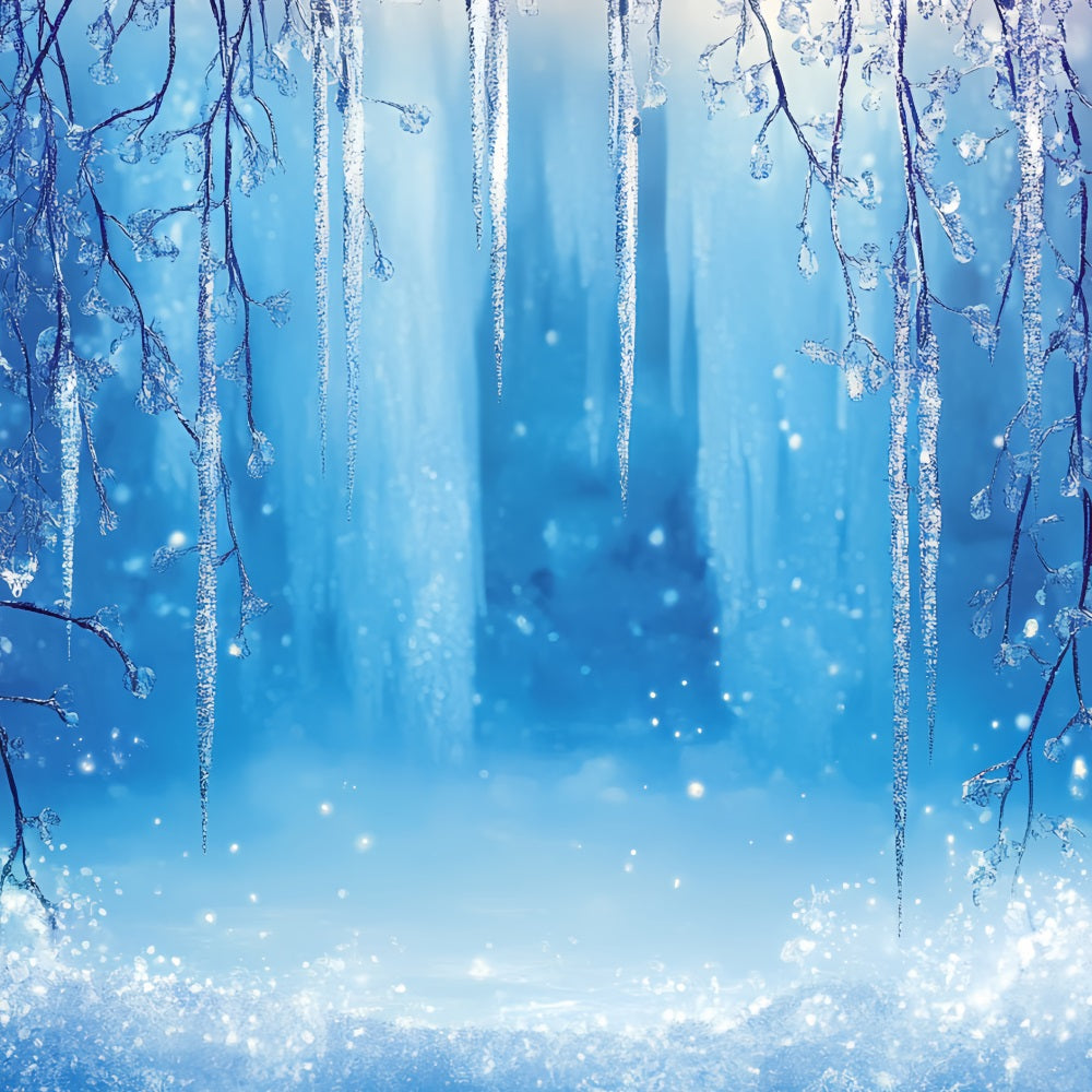Frozen Backdrop Sparkling Icicle Canopy with Frosty Glow Winter Wonderland Backdrop CSH58-31