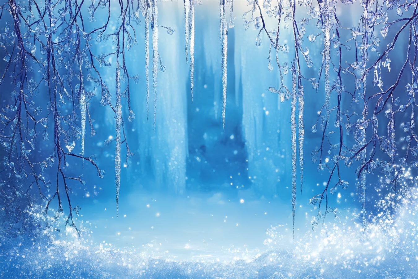 Frozen Backdrop Sparkling Icicle Canopy with Frosty Glow Winter Wonderland Backdrop CSH58-31