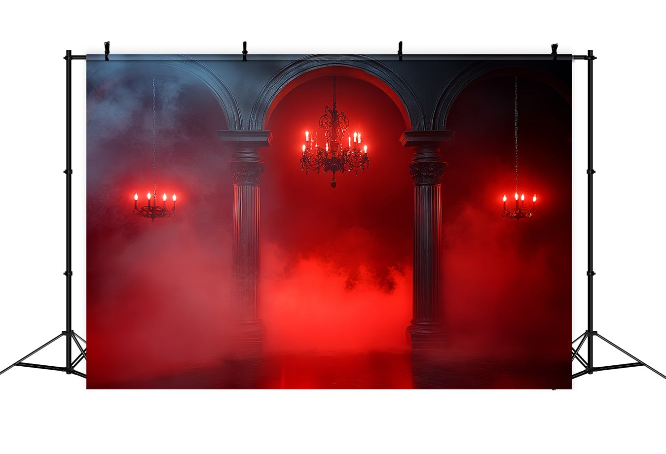 Gothic Backdrop Red Fog Gothic Arches Halloween Photography Backdrop CSH58-46