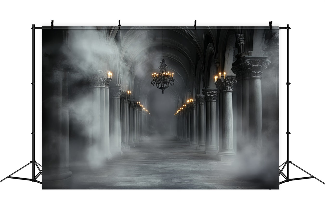 Gothic Backdrop Gray Fog Haunted Aisle Halloween Backdrop Ideas CSH58-48