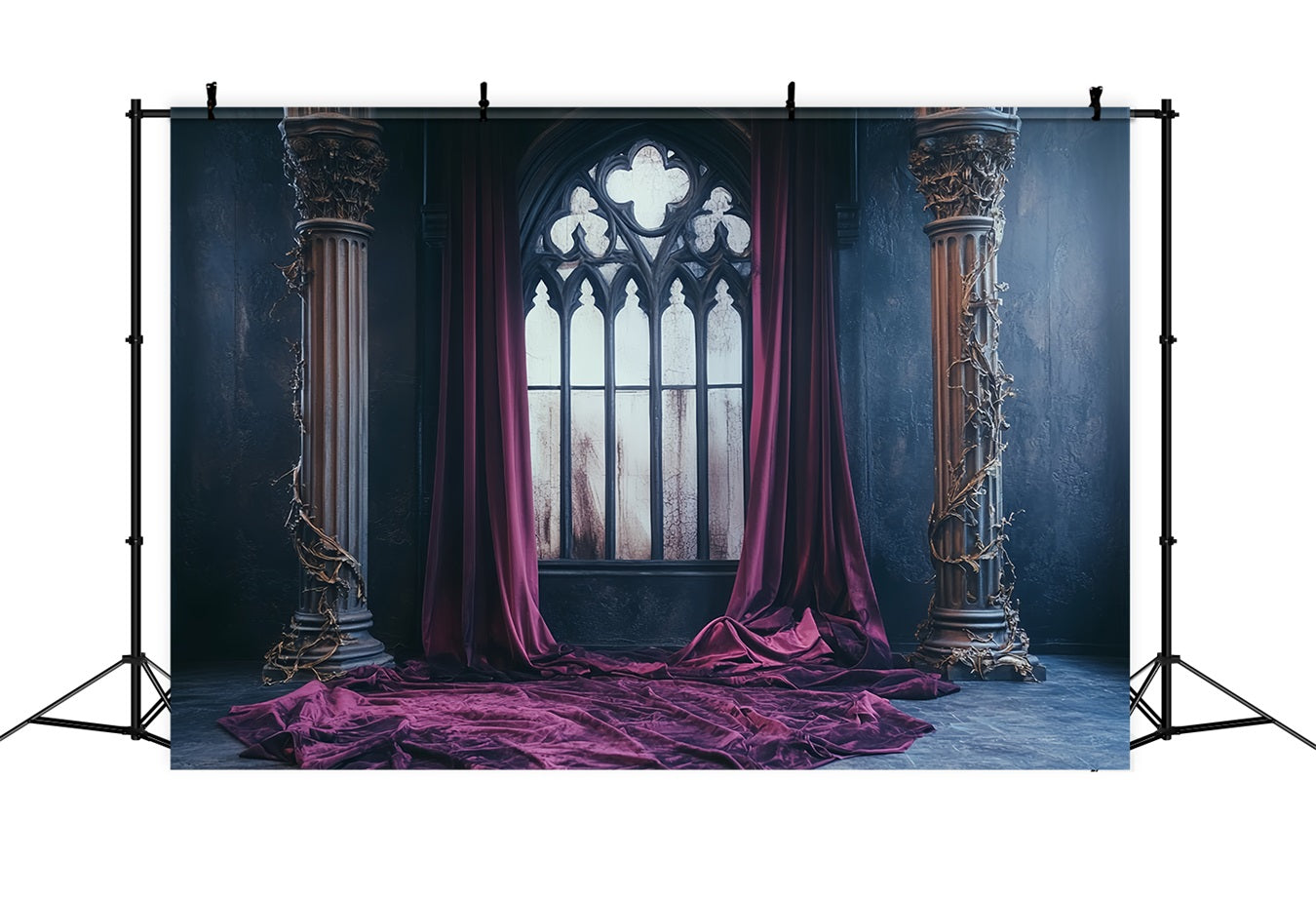 Gothic Backdrop Crimson Velvet Gothic Window Halloween Backdrops CSH58-52