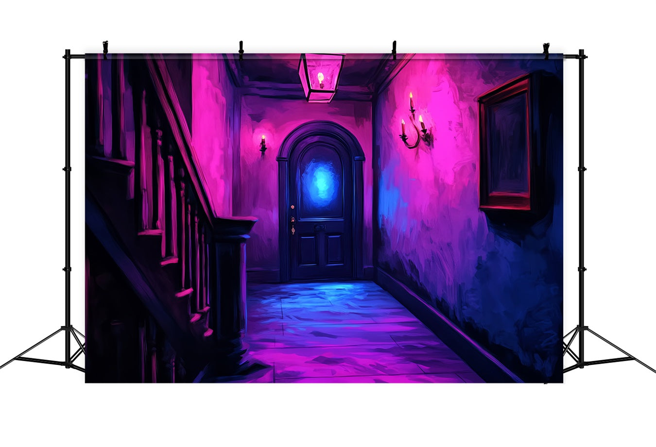 Spooky Backdrop Neon Haunted Corridor Glow Halloween Backdrops CSH58-53