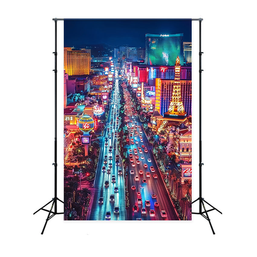 Las Vegas Backdrop City of Night Overlook Traffic Vegas Photo Backdrop CSH58-6