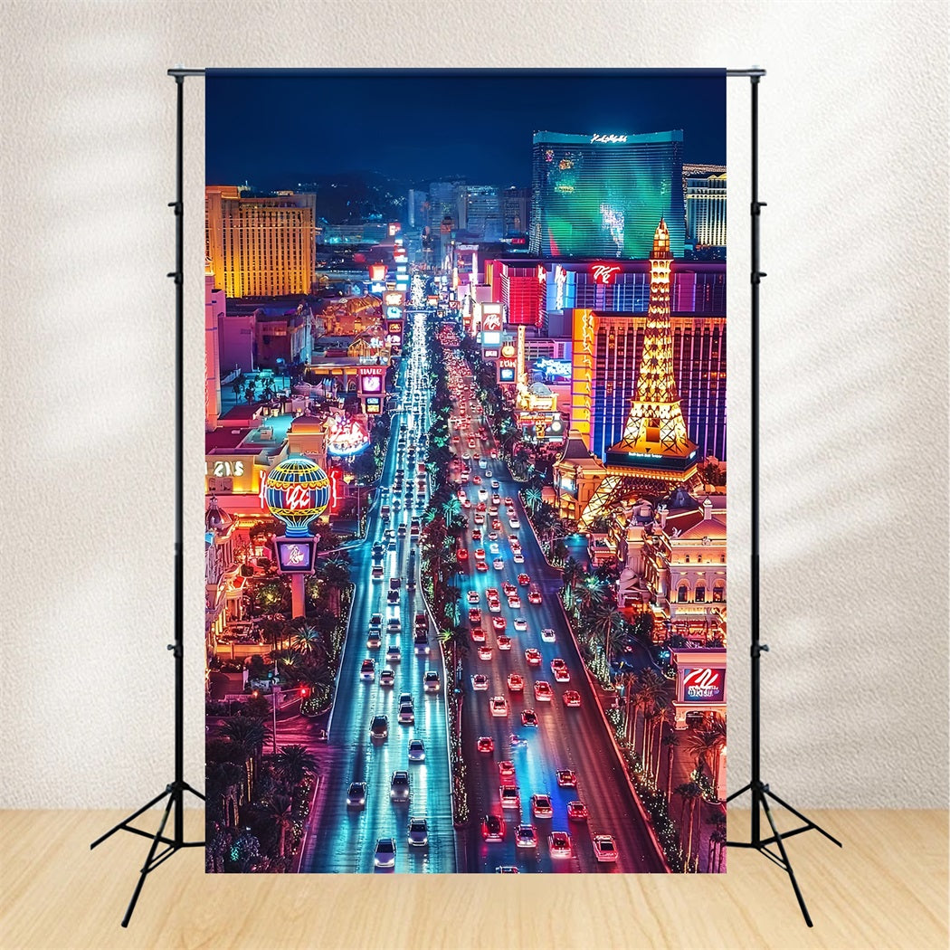 Las Vegas Backdrop City of Night Overlook Traffic Vegas Photo Backdrop CSH58-6