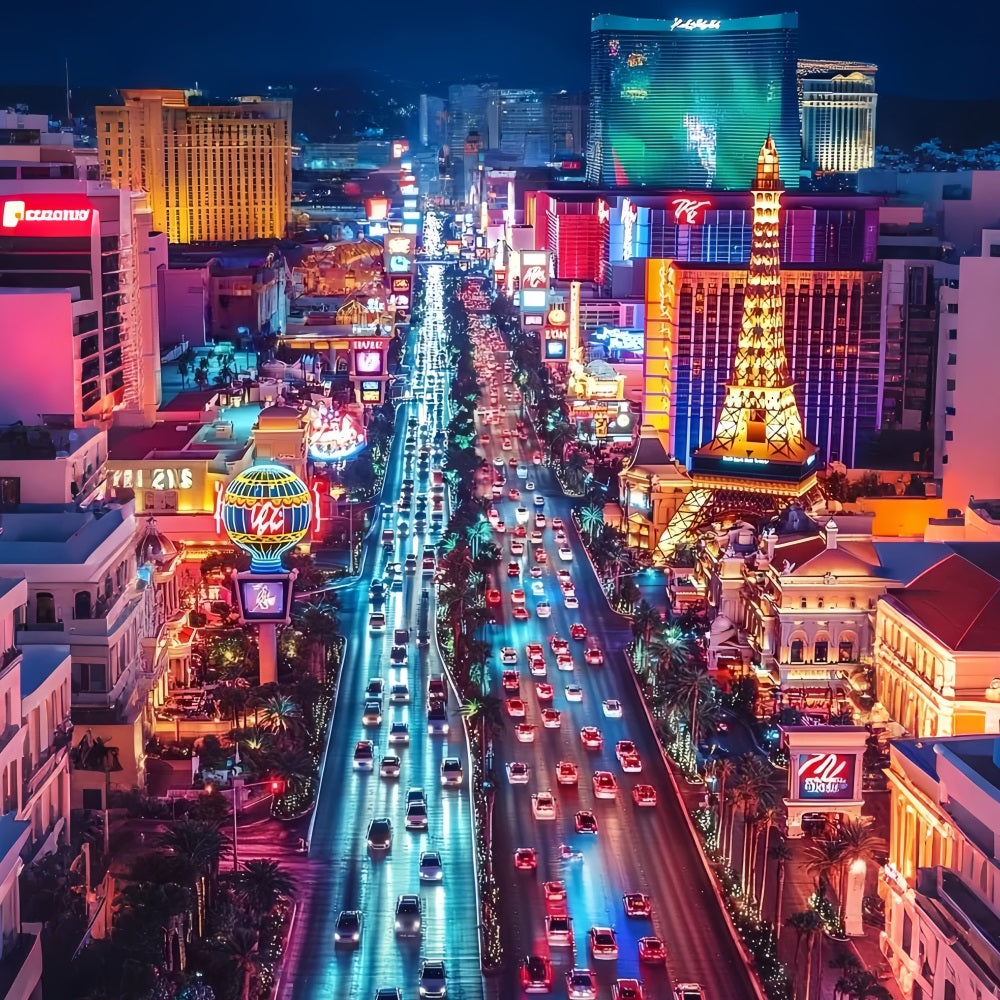 Las Vegas Backdrop City of Night Overlook Traffic Vegas Photo Backdrop CSH58-6