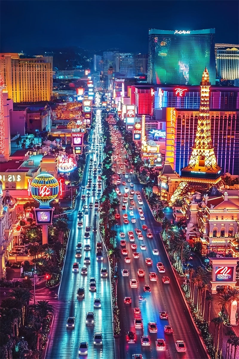 Las Vegas Backdrop City of Night Overlook Traffic Vegas Photo Backdrop CSH58-6