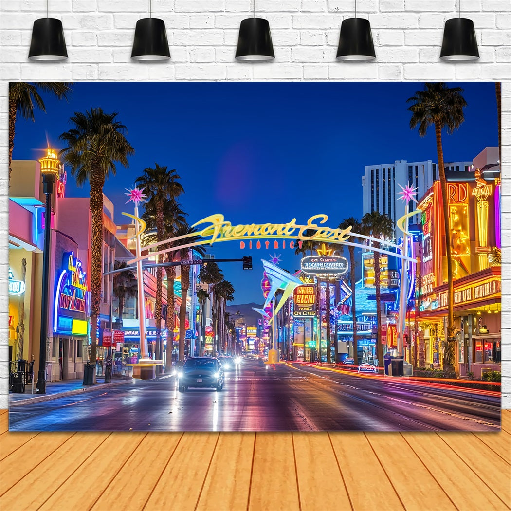 Las Vegas Backdrop Fremont East District Neon Street Las Vegas Photo backdrop CSH58-7