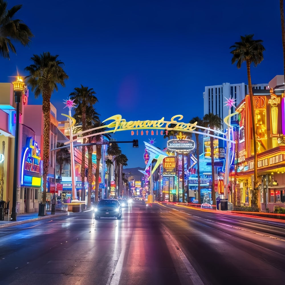 Las Vegas Backdrop Fremont East District Neon Street Las Vegas Photo backdrop CSH58-7