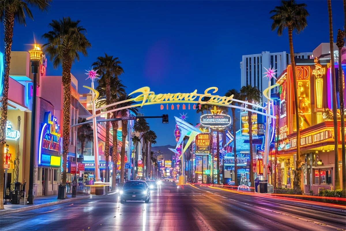 Las Vegas Backdrop Fremont East District Neon Street Las Vegas Photo backdrop CSH58-7