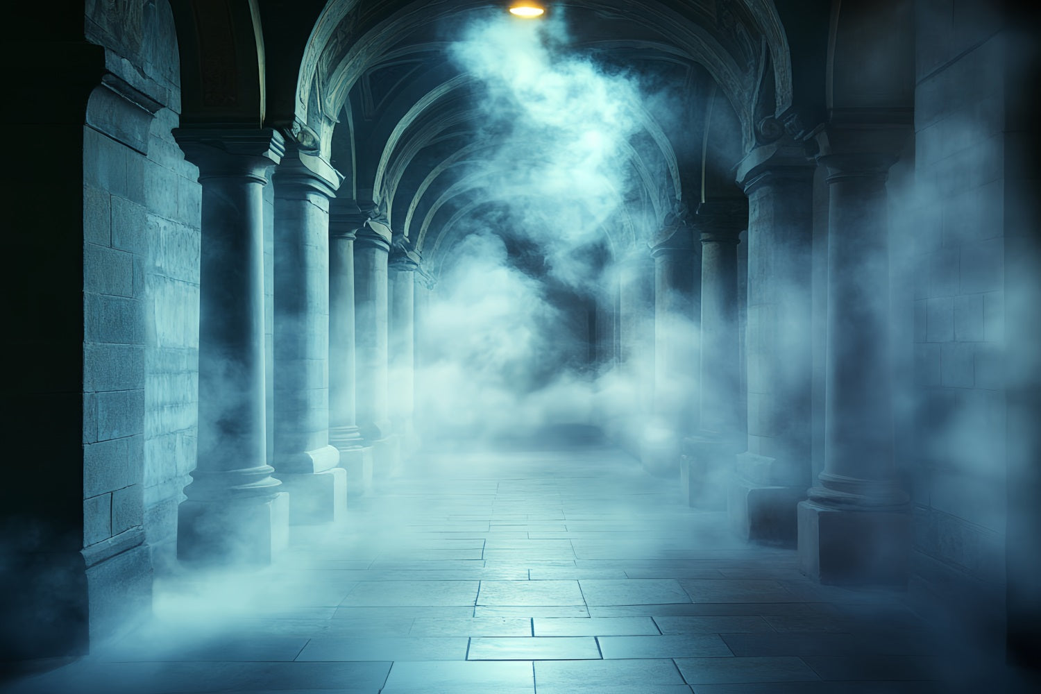 Dark Backdrop Foggy Gothic Stone Corridor Halloween Backdrop CSH58-74