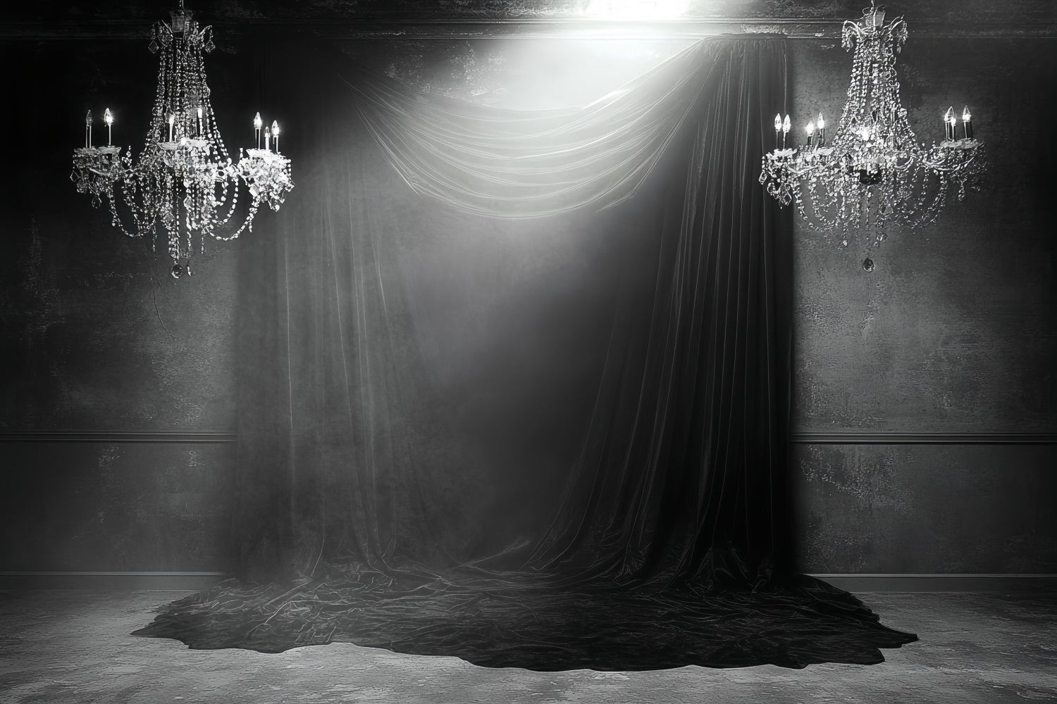 Dark Backdrop Dark Velvet Chandelier Drapes Halloween Photo Backdrop CSH58-76
