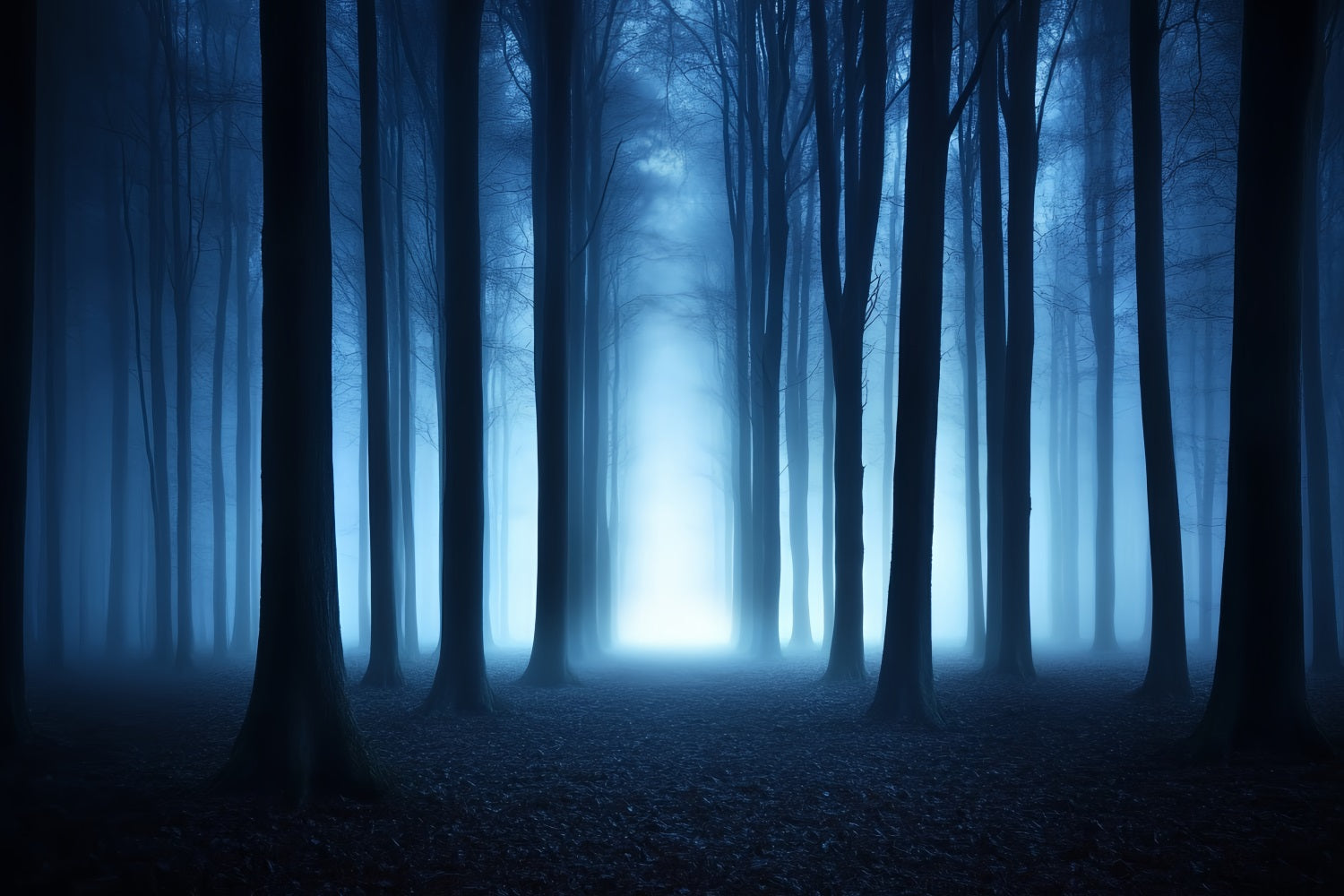 Dark Backdrop Blue Mist Dark Woods Halloween Backdrops for Photos CSH58-79