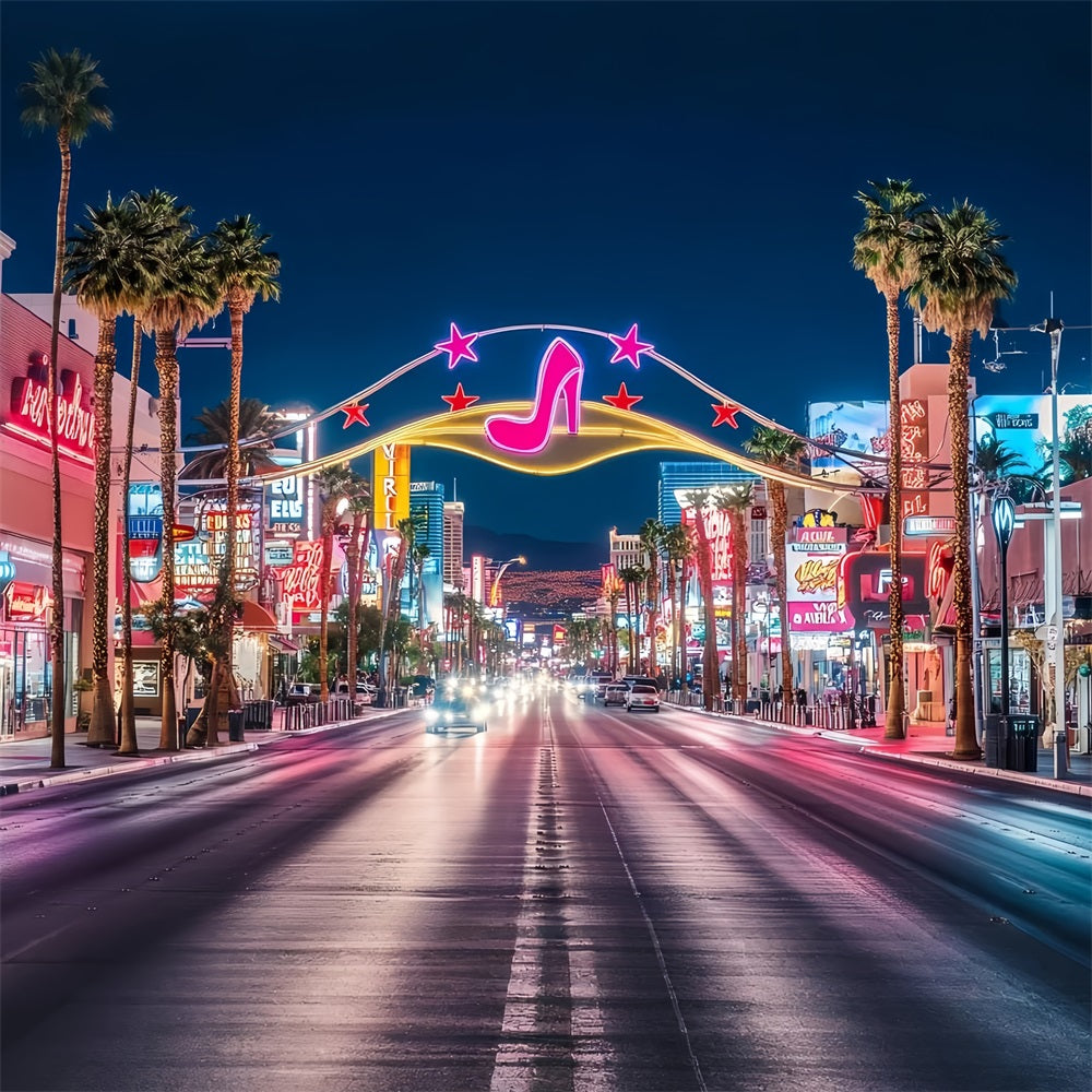 Las Vegas Backdrop Pink Disco High Heels Neon Street Las Vegas Photo backdrop CSH58-8