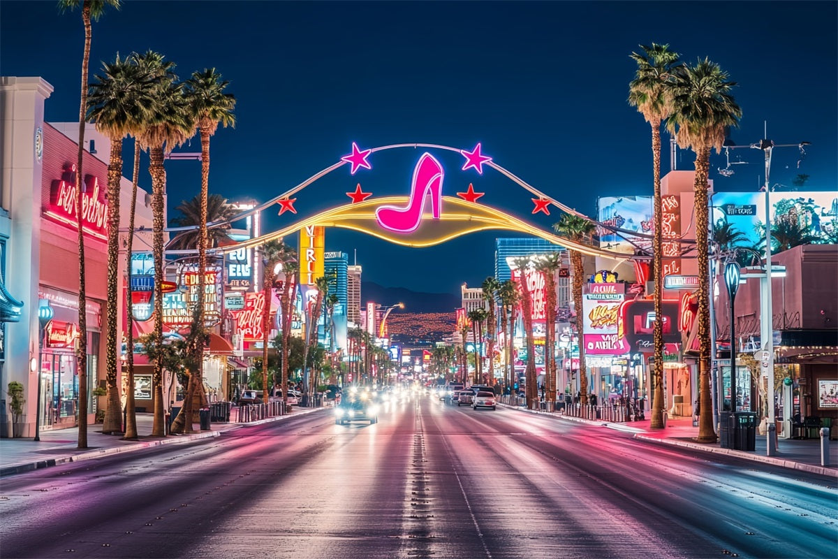 Las Vegas Backdrop Pink Disco High Heels Neon Street Las Vegas Photo backdrop CSH58-8