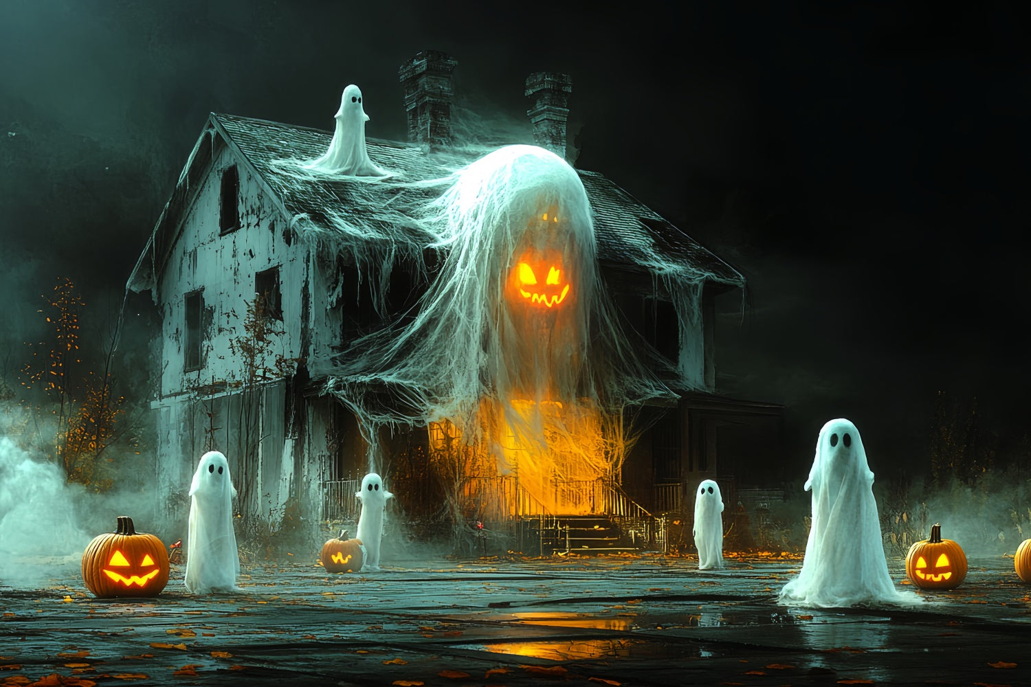 Spooky Halloween Backdrop Haunted Ghost Shack Backdrop CSH6-100