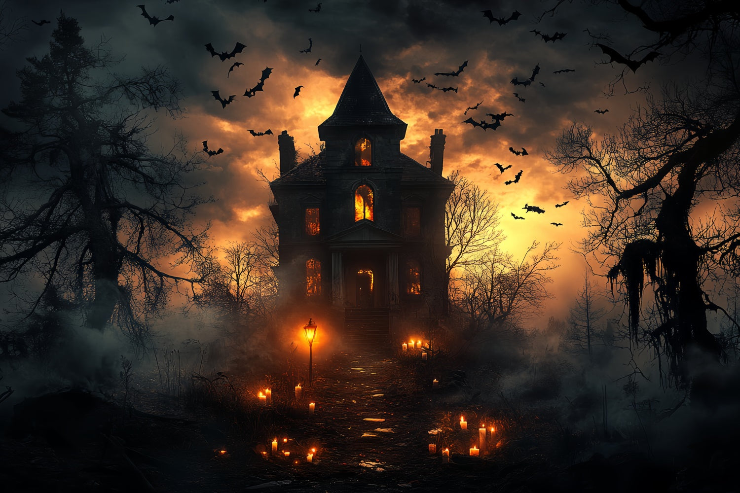 Halloween Backdrop Haunted Twilight Horror House Backdrop CSH6-104