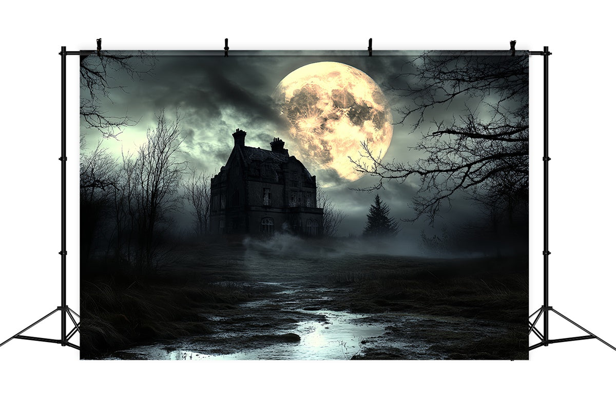 Halloween Moon Backdrop Fog Moon Horror Night Backdrop CSH6-105