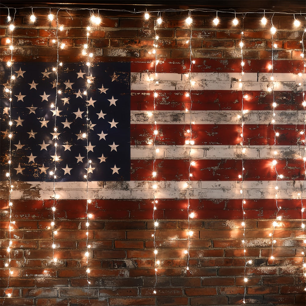 Independence Day Backdrops Americana Lights Brick Backdrop CSH6-11