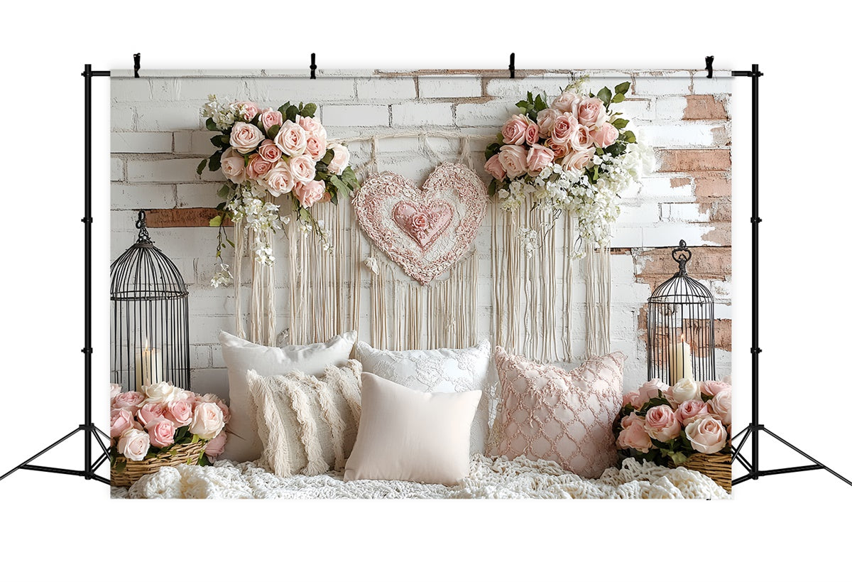 Brick Wall Backdrop Blush Rose Brick Romance Backdrop CSH6-131