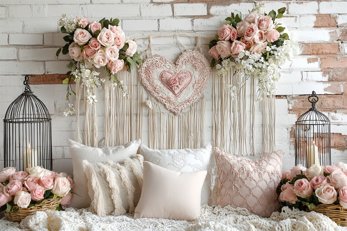 Brick Wall Backdrop Blush Rose Brick Romance Backdrop CSH6-131