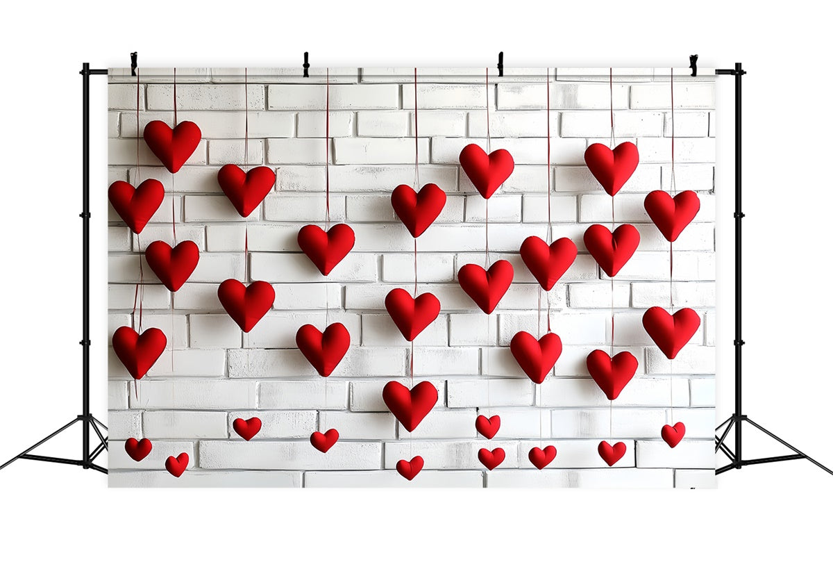 Valentine's Backdrop Minimalist Red Heart Brick Wall Backdrop CSH6-132