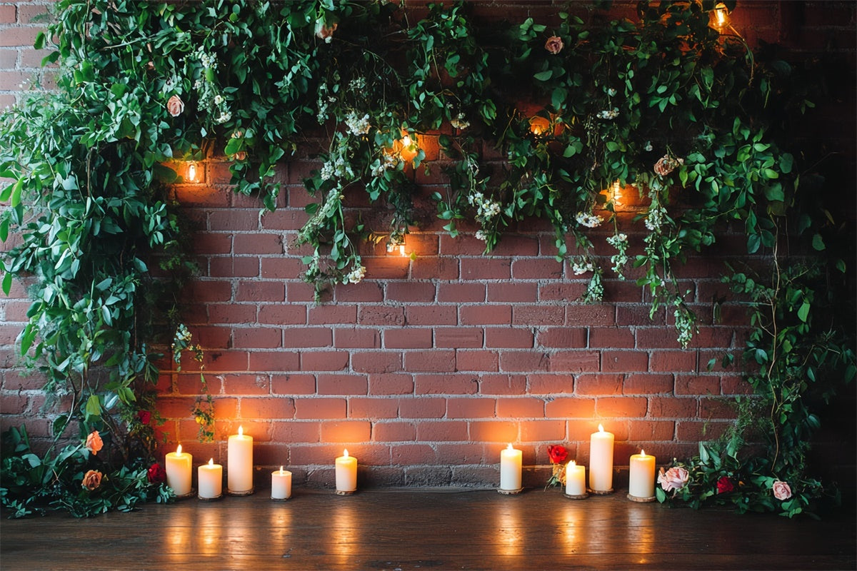 Red Brick Backdrop Candlelit Ivy Romance Backdrop CSH6-134