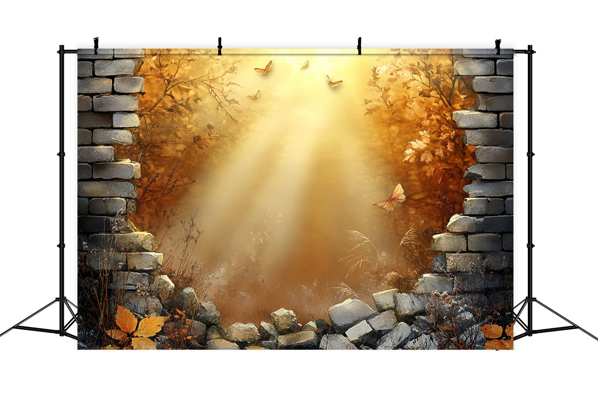 Autumn Backdrop Fall Butterfly Scene Brick Backdrops CSH6-136