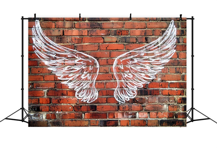 Red Brick Backdrop Angel Wings Street Art Backdrop CSH6-139