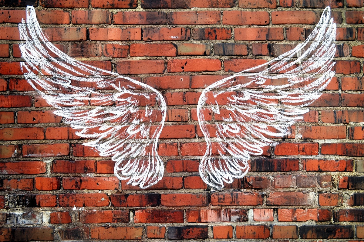 Red Brick Backdrop Angel Wings Street Art Backdrop CSH6-139