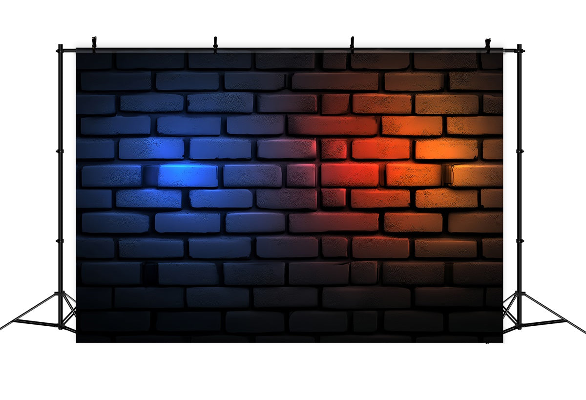 Brick Wall Photo Backdrop Red Blue Glow Urban Backdrop CSH6-143