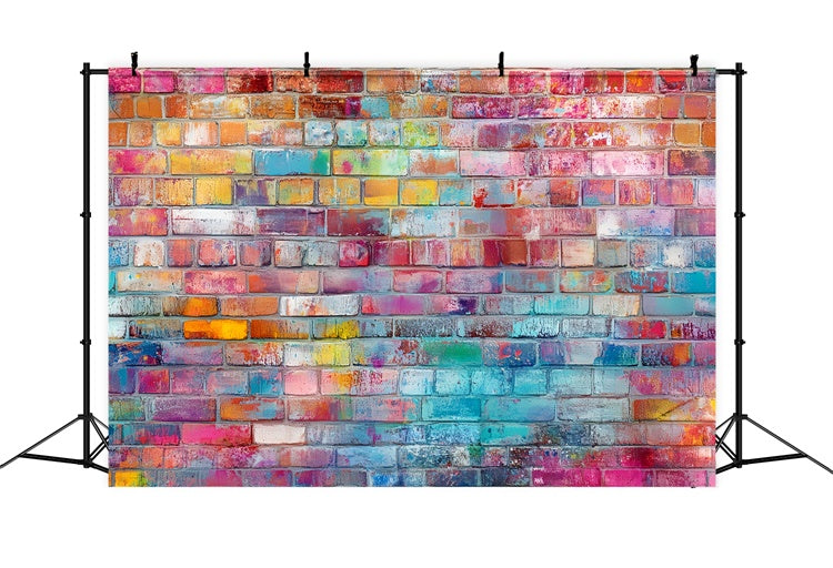 Brick Photo Backdrop Color Splash Graffiti Wall Backdrop CSH6-150