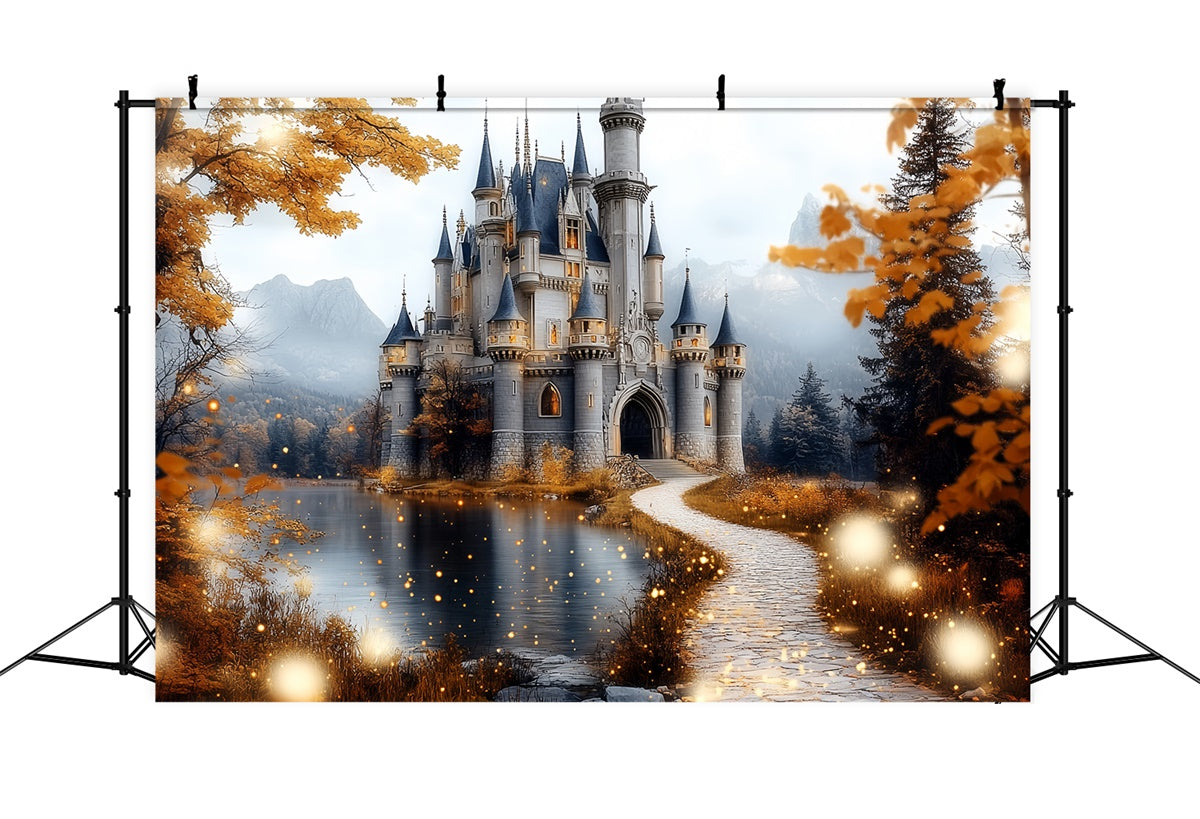 Fall Photography Backdrops Golden Leaves Castle Backdrop CSH6-210